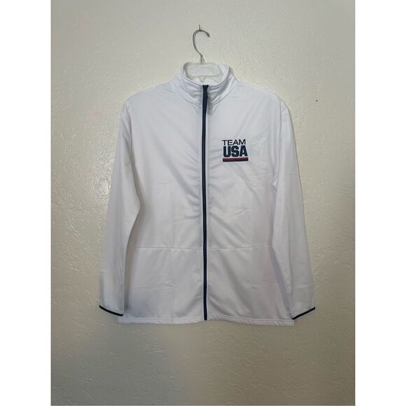 TEAM USA OLYMPIC Large White Zip Front  Jacket - Picture 1 of 9